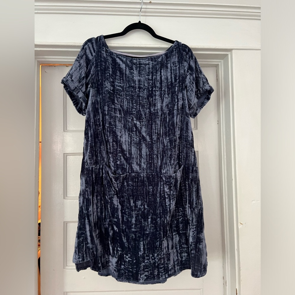 Crushed blue velvet dress